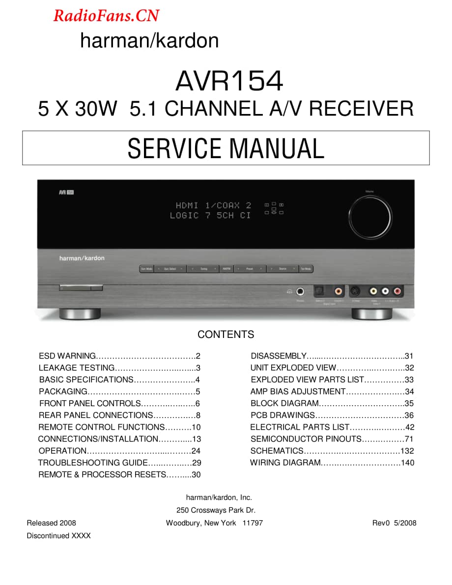 HarmanKardon-AVR154-avr-sm维修电路图 手册.pdf_第1页