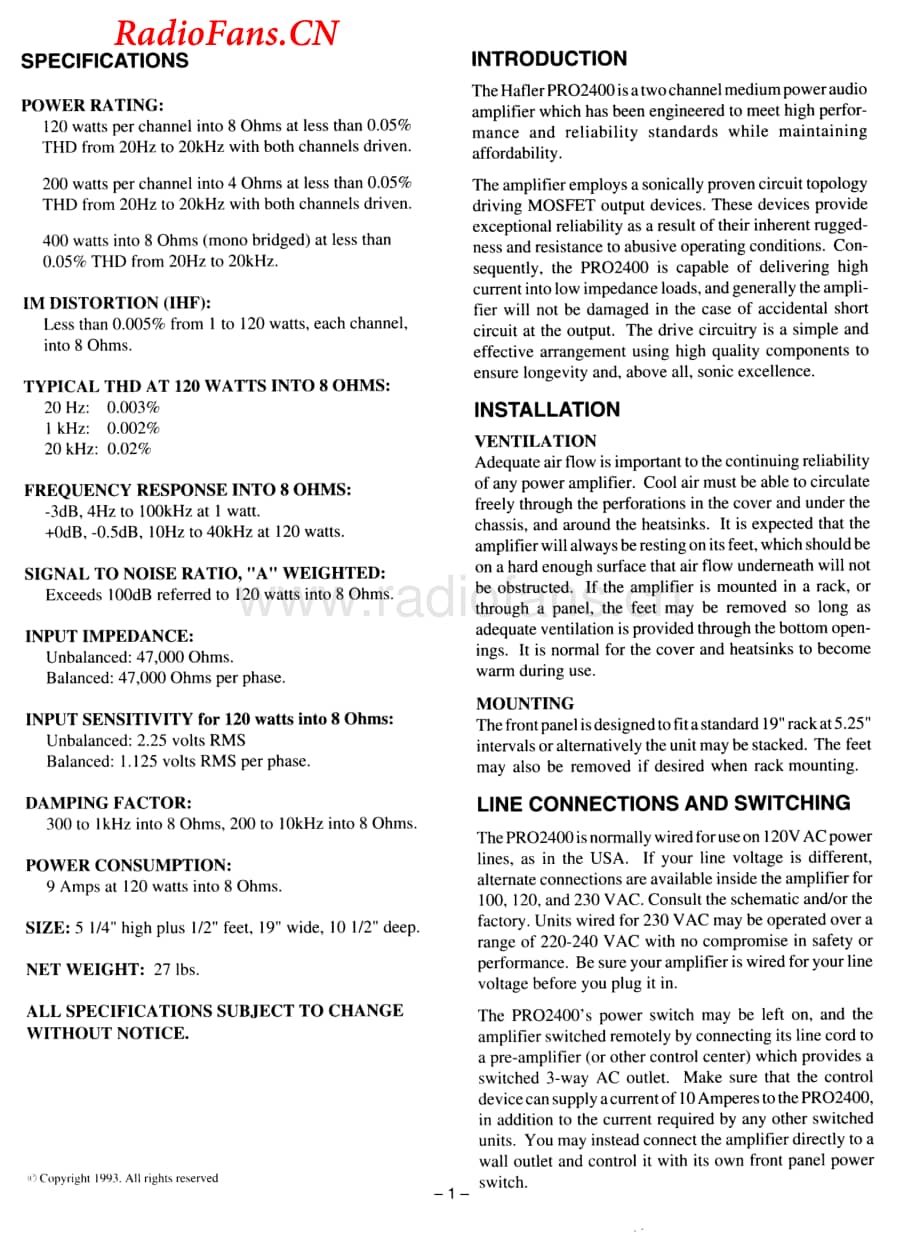 Hafler-PRO2400-pwr-sm维修电路图 手册.pdf_第2页