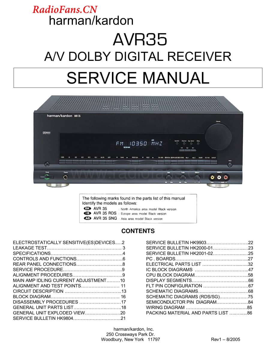 HarmanKardon-AVR35-avr-sm1维修电路图 手册.pdf_第1页