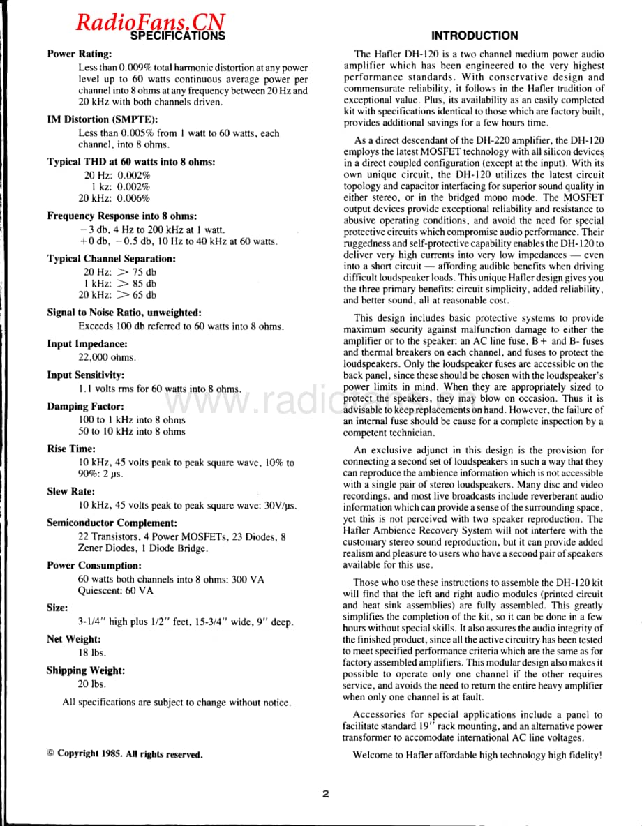 Hafler-DH120-pwr-sm维修电路图 手册.pdf_第2页