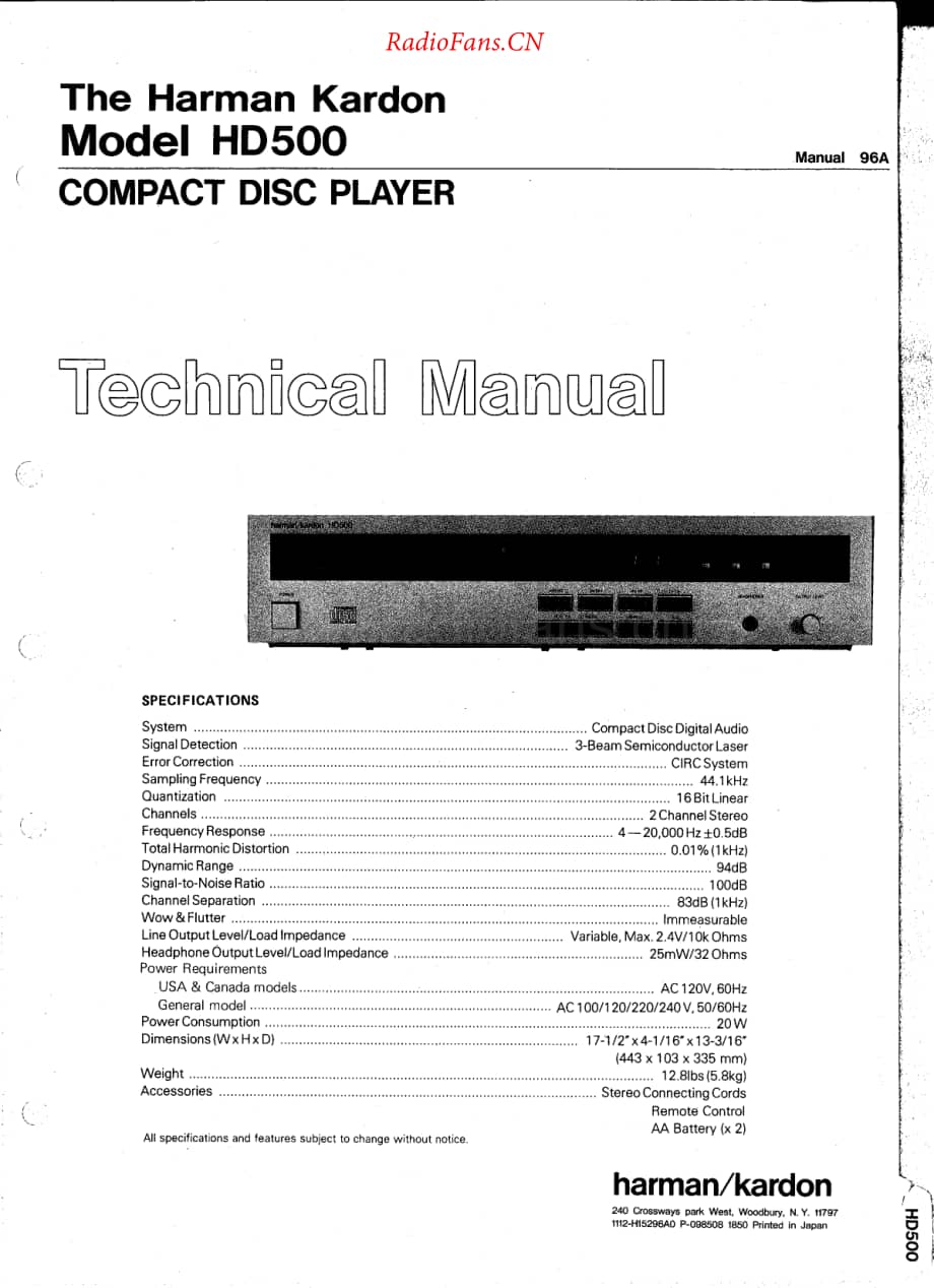 HarmanKardon-HD500-cd-sm维修电路原理图.pdf_第1页