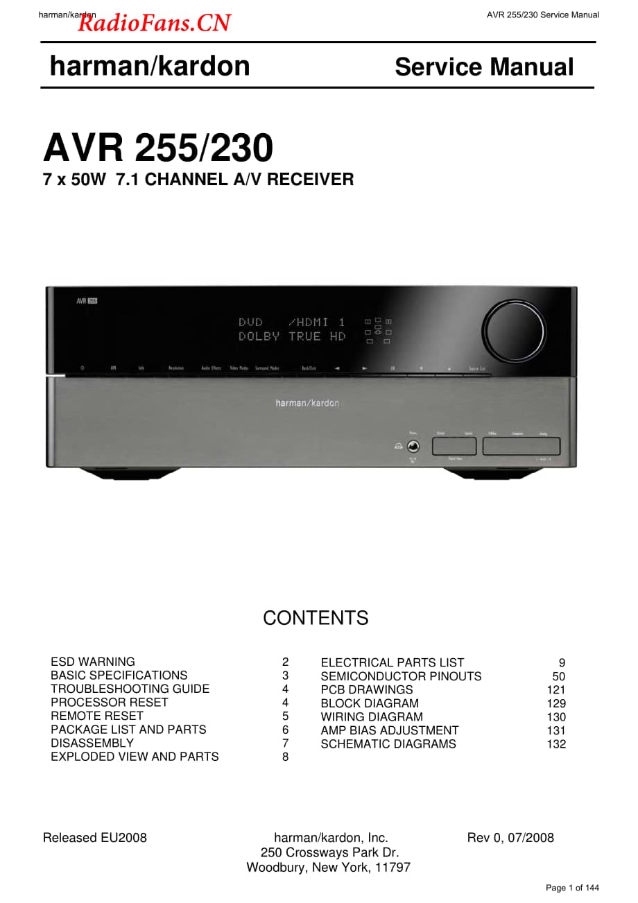 HarmanKardon-AVR255.230-avr-sm维修电路图 手册.pdf_第1页