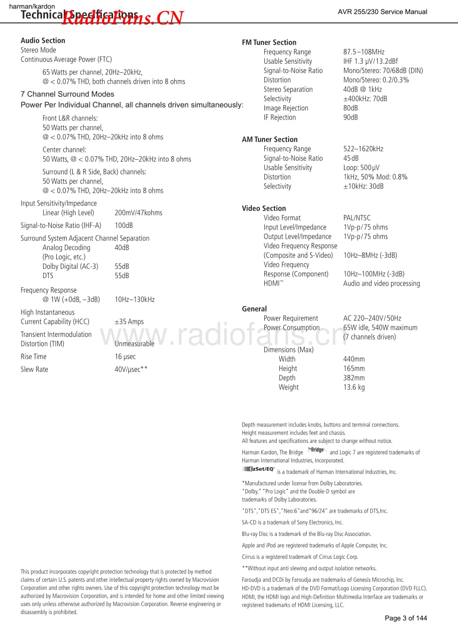 HarmanKardon-AVR255.230-avr-sm维修电路图 手册.pdf_第3页