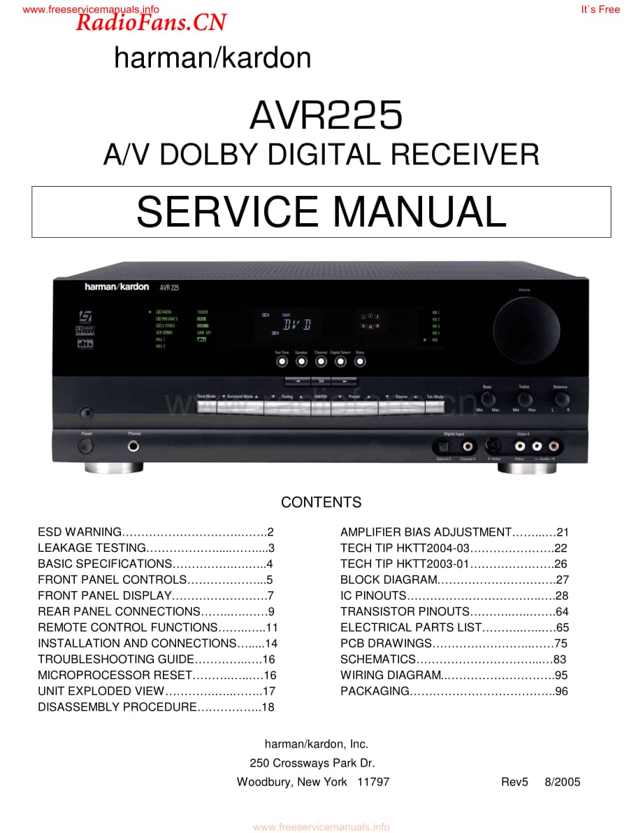 HarmanKardon-AVR225-avr-sm维修电路图 手册.pdf_第1页