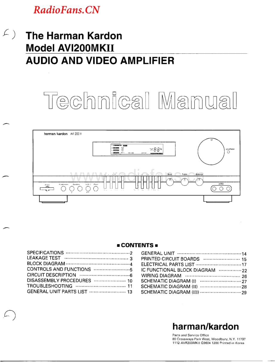 HarmanKardon-AVI200MKII-avr-sm维修电路图 手册.pdf_第1页