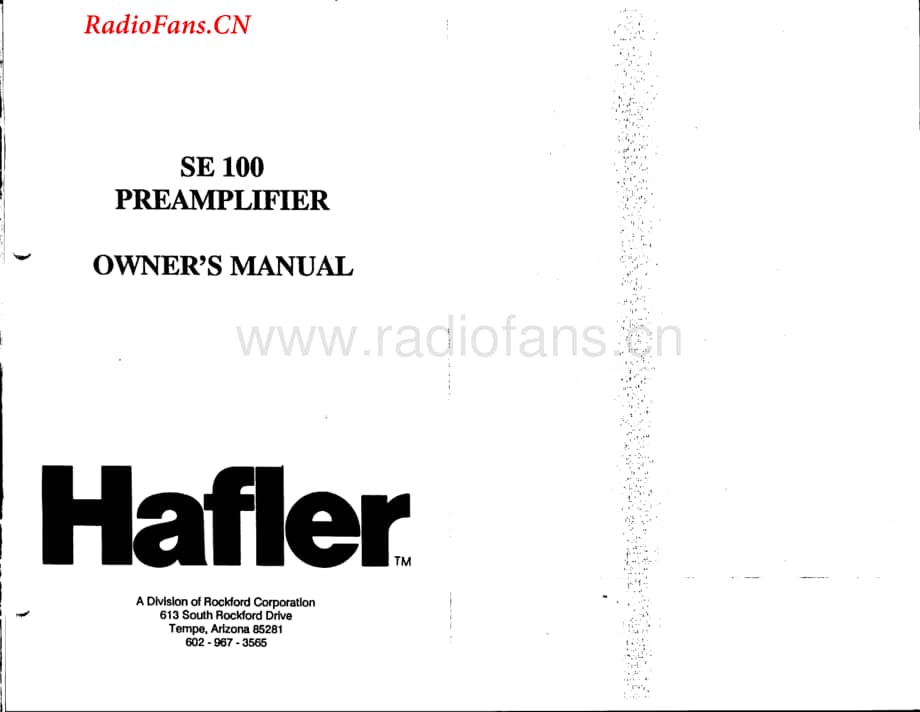 Hafler-SE100-pre-om维修电路图 手册.pdf_第1页