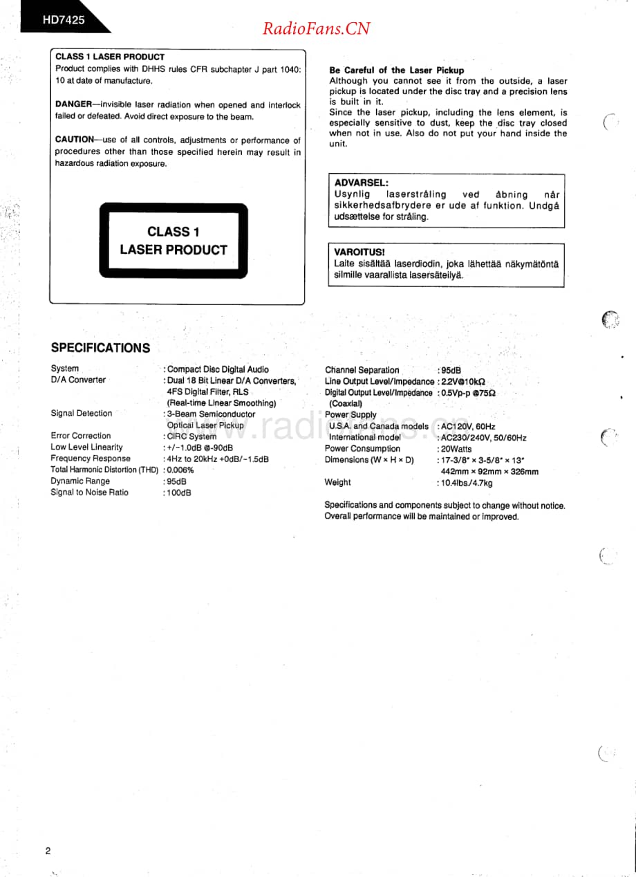 HarmanKardon-HD7425-cd-sm维修电路原理图.pdf_第2页