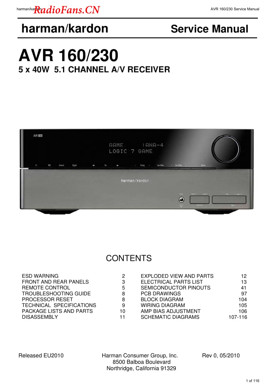 HarmanKardon-AVR160.230-avr-sm维修电路图 手册.pdf_第1页