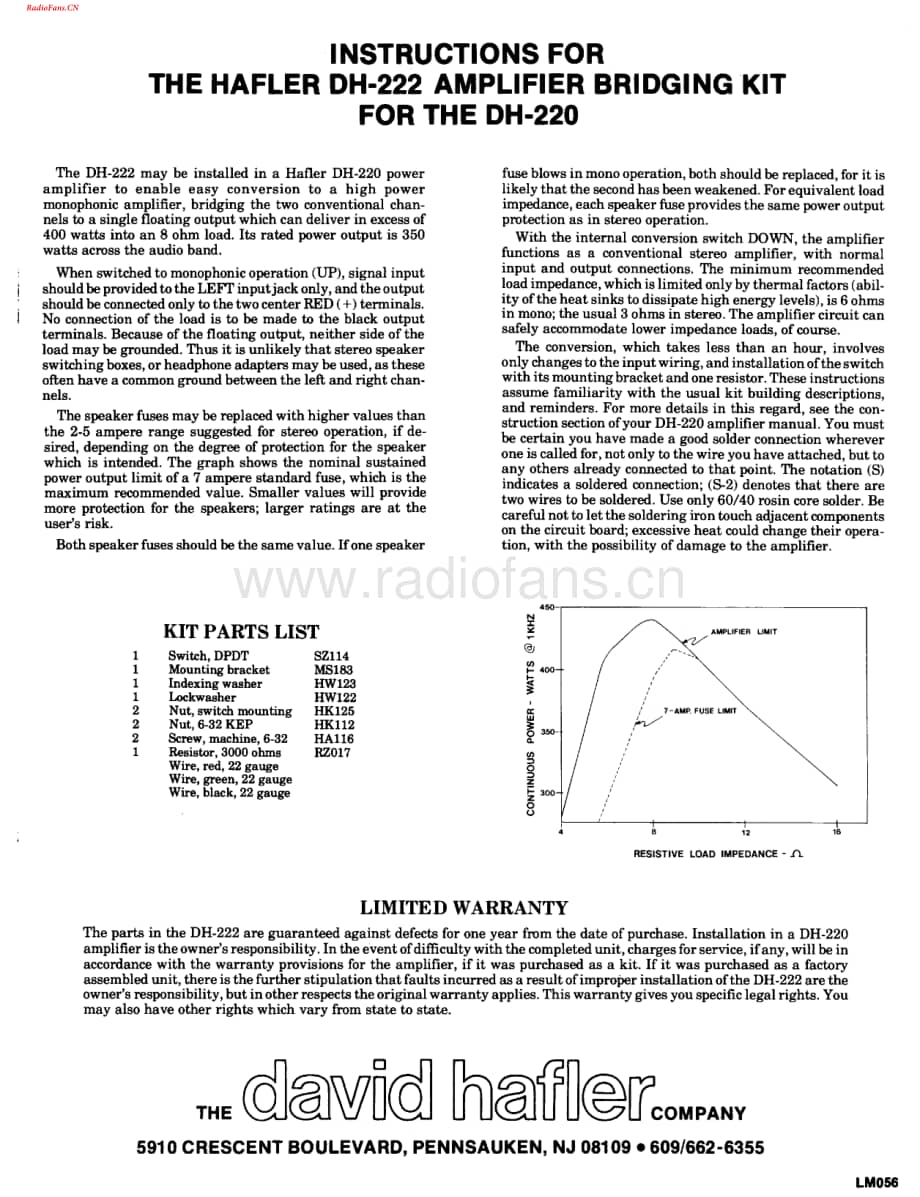 Hafler-DH222-bridge-sm维修电路图 手册.pdf_第1页