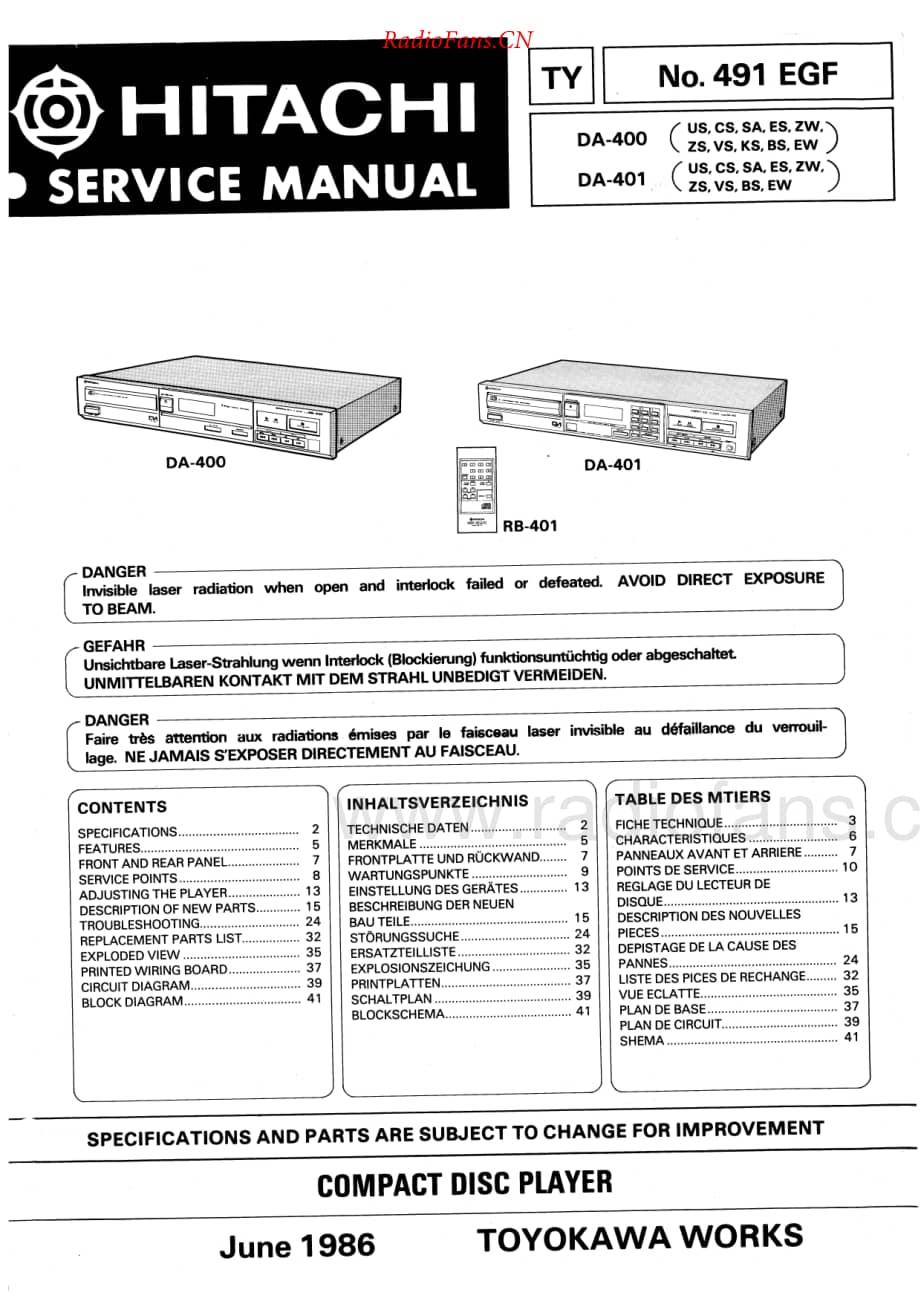 Hitachi-DA400-cd-sm维修电路原理图.pdf_第1页