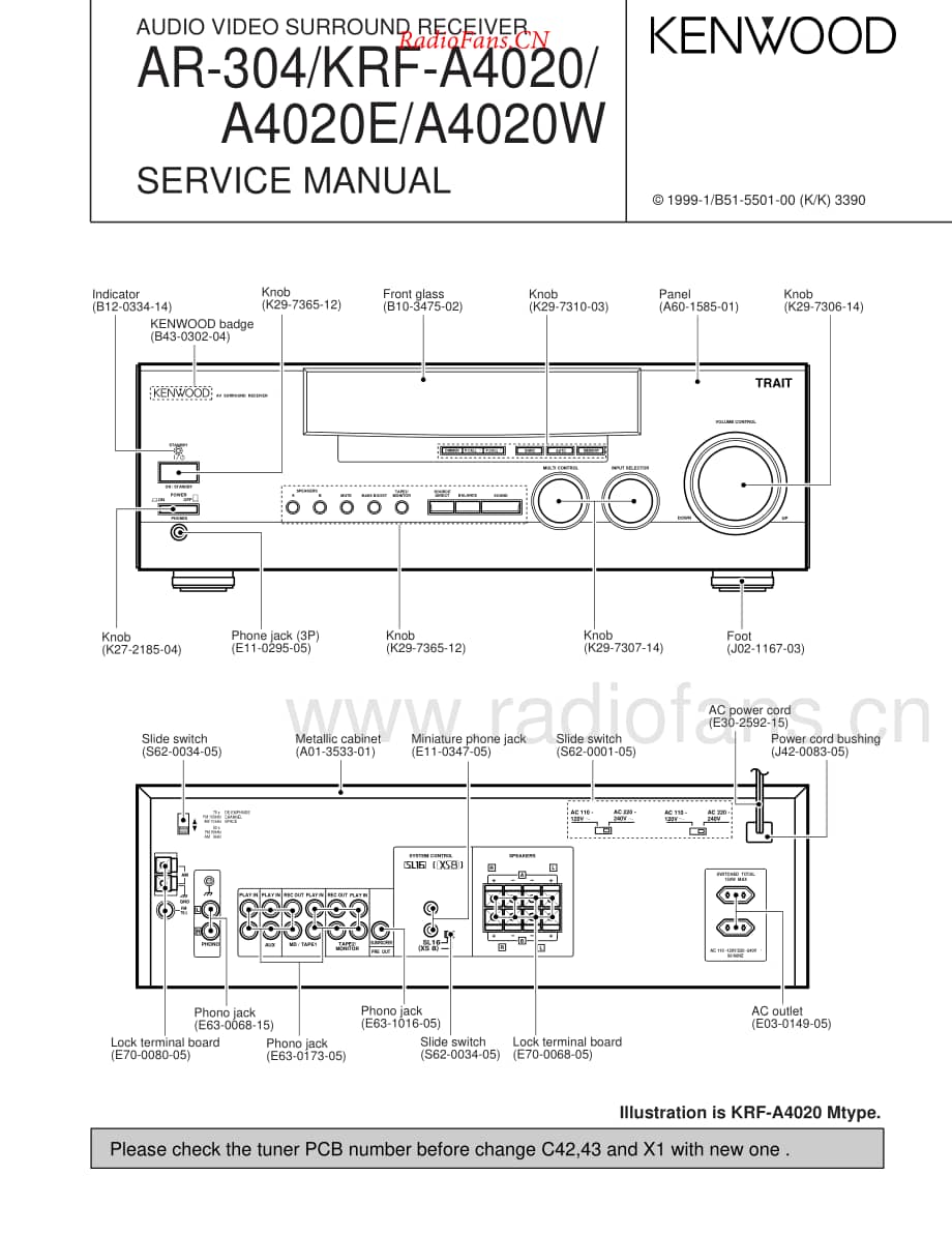 Kenwood-AR304-avr-sm维修电路原理图.pdf_第1页