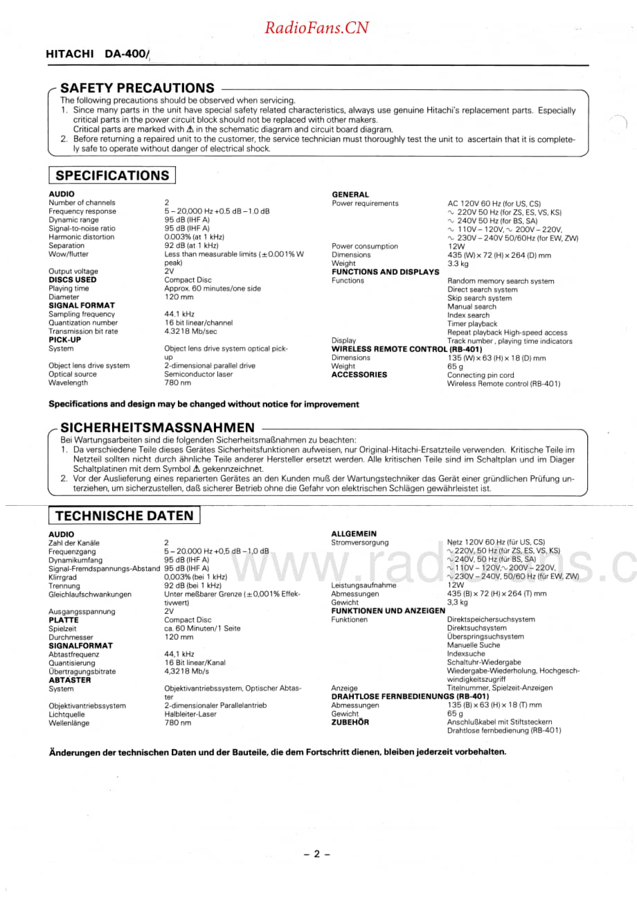 Hitachi-DA401-cd-sm维修电路原理图.pdf_第2页