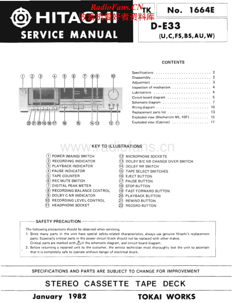 Hitachi-DE-33-Service-Manual电路原理图.pdf_第1页