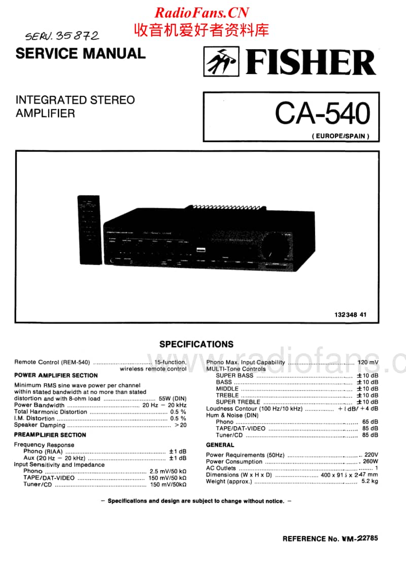 Fisher-CA-540-Service-Manual电路原理图.pdf_第1页