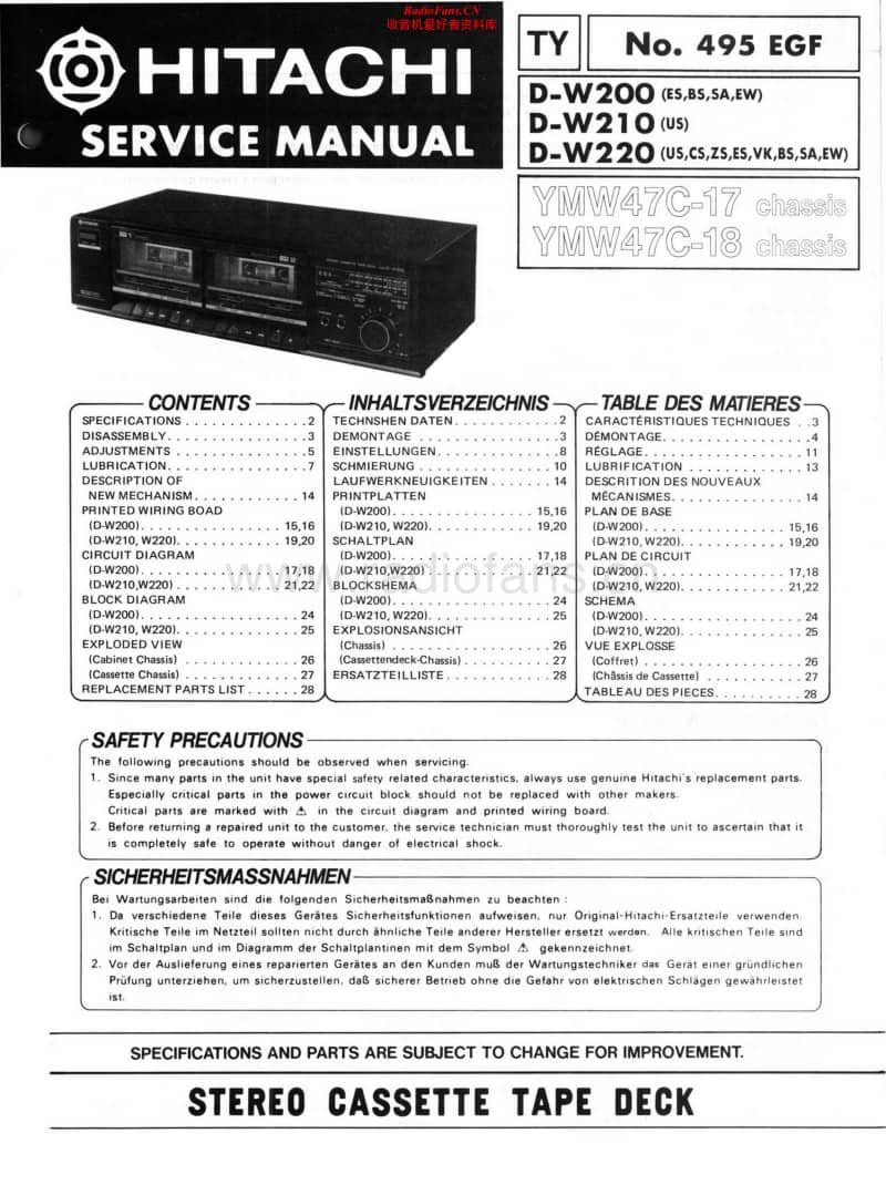 Hitachi-DW-210-Schematic电路原理图.pdf_第1页