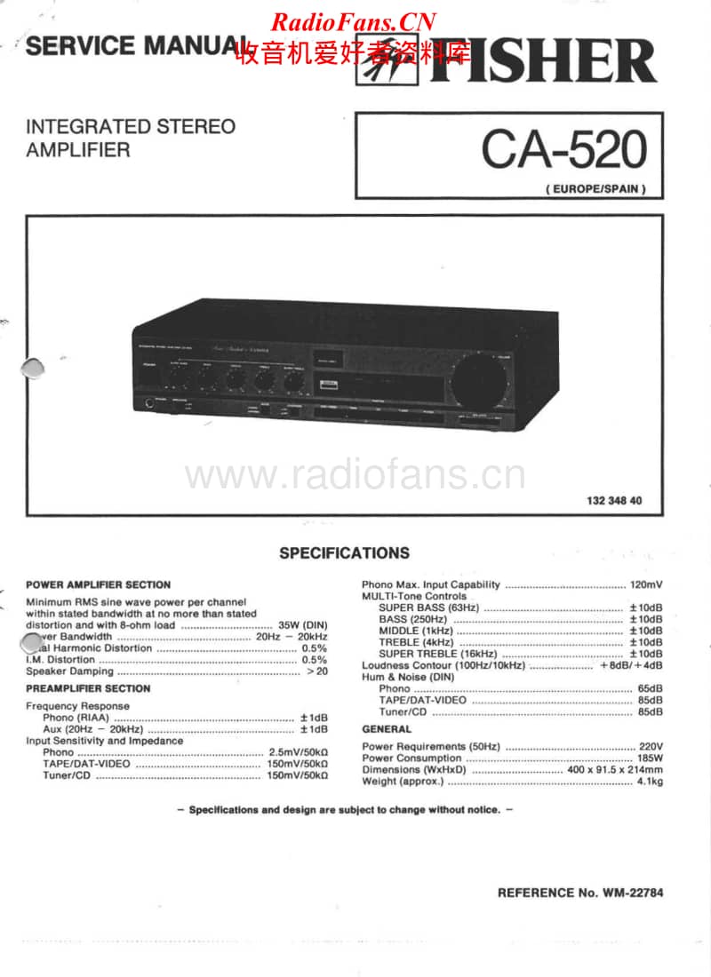 Fisher-CA-520-Service-Manual电路原理图.pdf_第1页