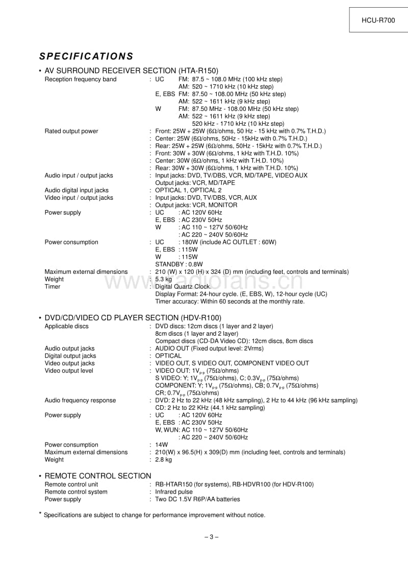 Hitachi-HCUR-700-W-Service-Manual电路原理图.pdf_第3页