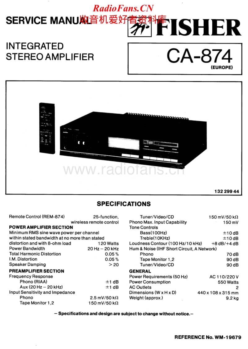 Fisher-CA-874-Service-Manual电路原理图.pdf_第1页