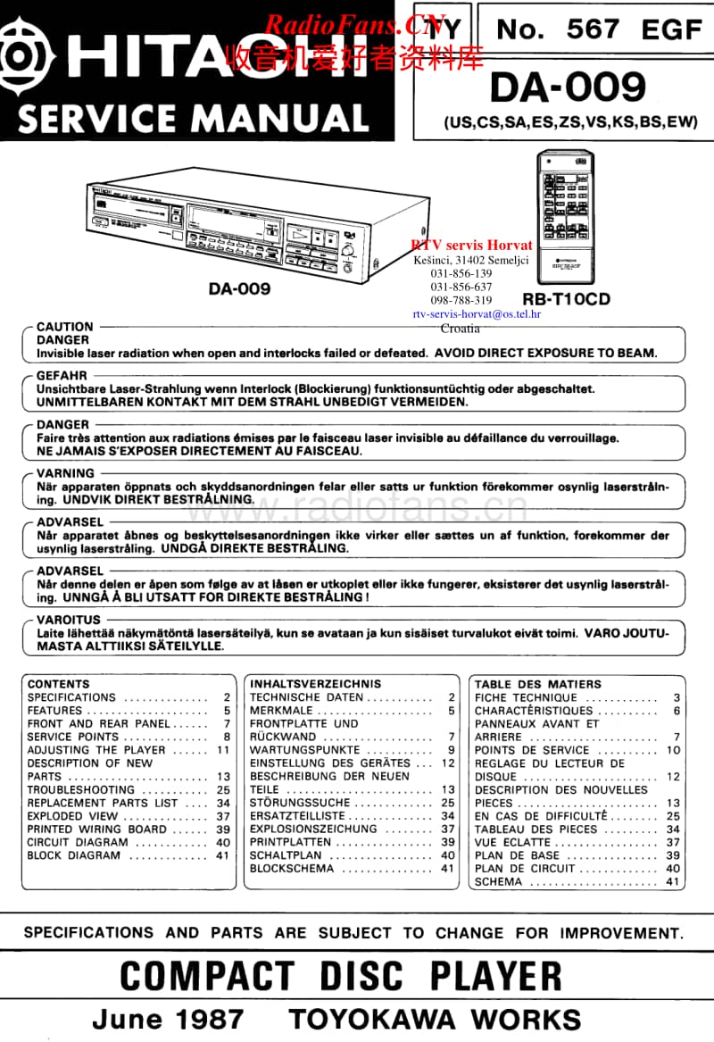 Hitachi-DA-009-Service-Manual电路原理图.pdf_第1页