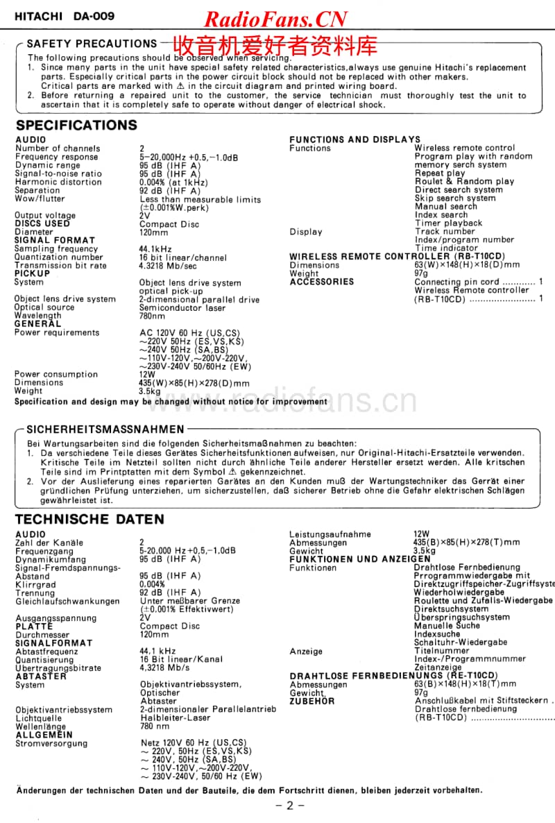 Hitachi-DA-009-Service-Manual电路原理图.pdf_第2页