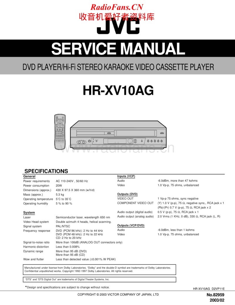 Jvc-HRXV-10-AG-Service-Manual电路原理图.pdf_第1页