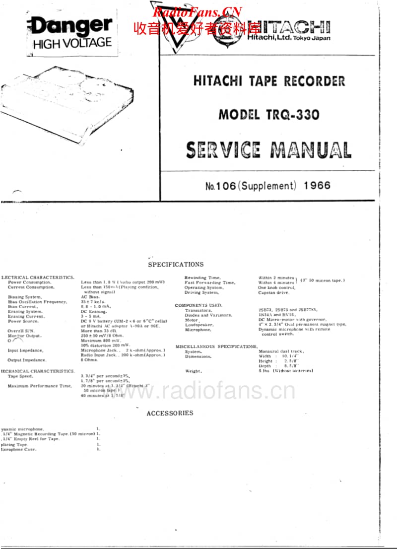 Hitachi-TRQ-330-Service-Manual电路原理图.pdf_第1页