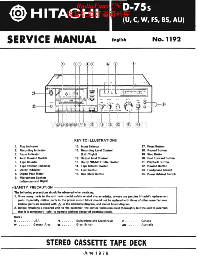 Hitachi-D-75-S-Service-Manual电路原理图.pdf_第1页