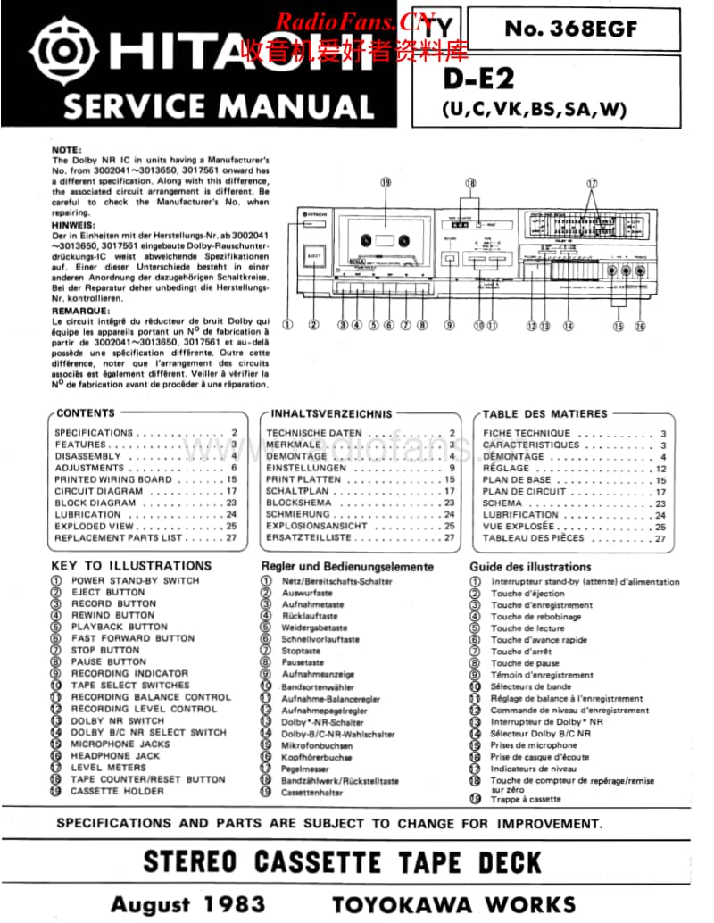 Hitachi-DE-2-Service-Manual电路原理图.pdf_第1页