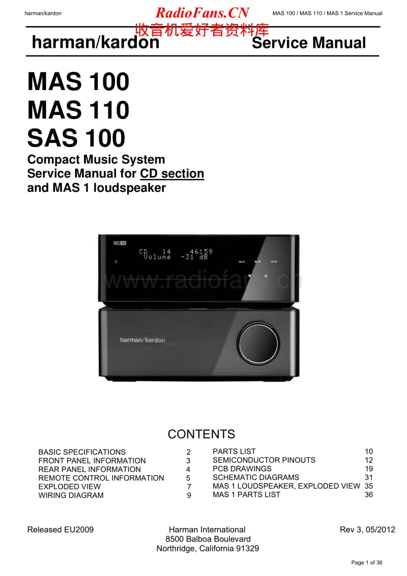 Harman-Kardon-MAS-100-Service-Manual-2电路原理图.pdf_第1页