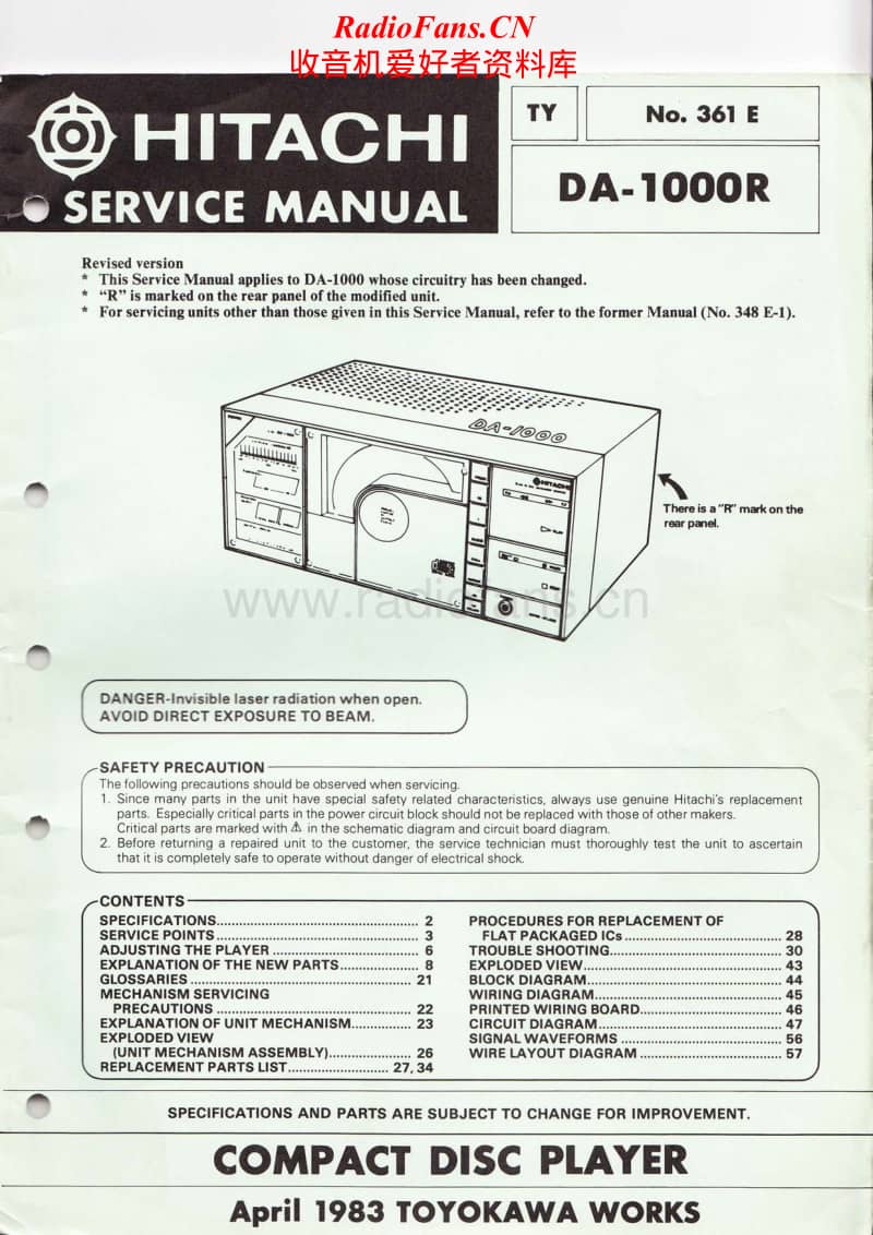 Hitachi-DA-1000-R-Service-Manual电路原理图.pdf_第1页