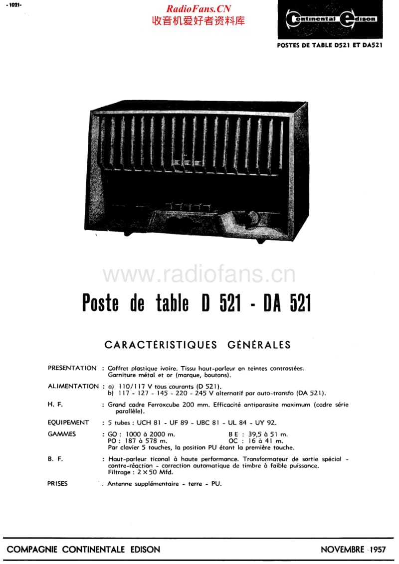 Continental-Edison-D-521-Schematic电路原理图.pdf_第1页