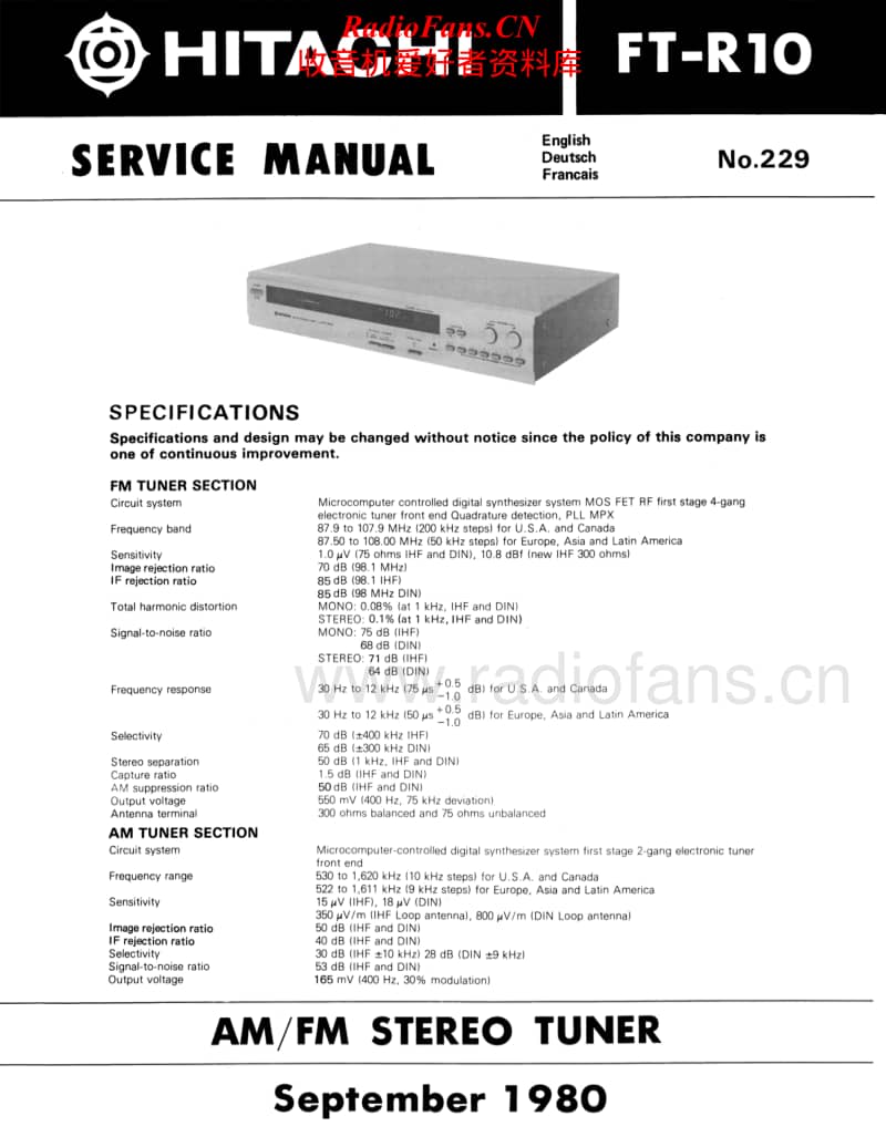 Hitachi-FTR-10-Service-Manual电路原理图.pdf_第1页