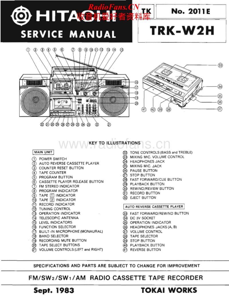 Hitachi-TRKW-2-H-Service-Manual电路原理图.pdf_第1页