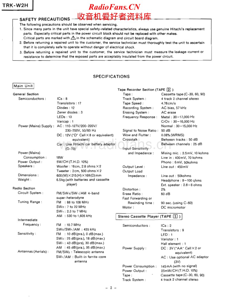 Hitachi-TRKW-2-H-Service-Manual电路原理图.pdf_第2页