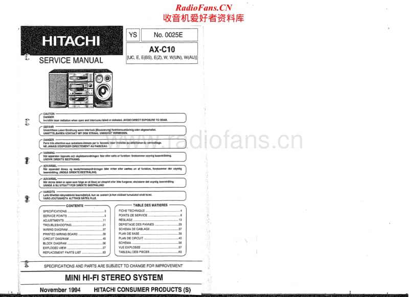 Hitachi-AXC-10-Service-Manual电路原理图.pdf_第1页