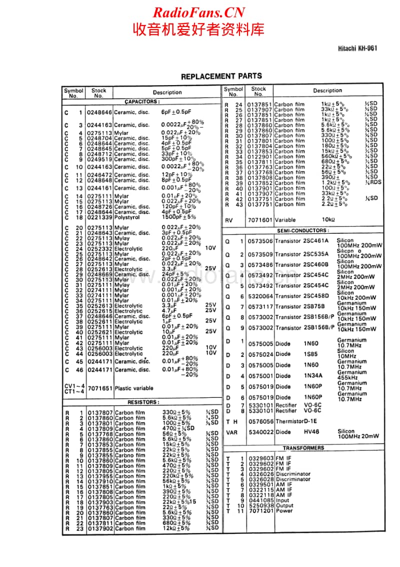 Hitachi-KH-961-Schematic电路原理图.pdf_第1页