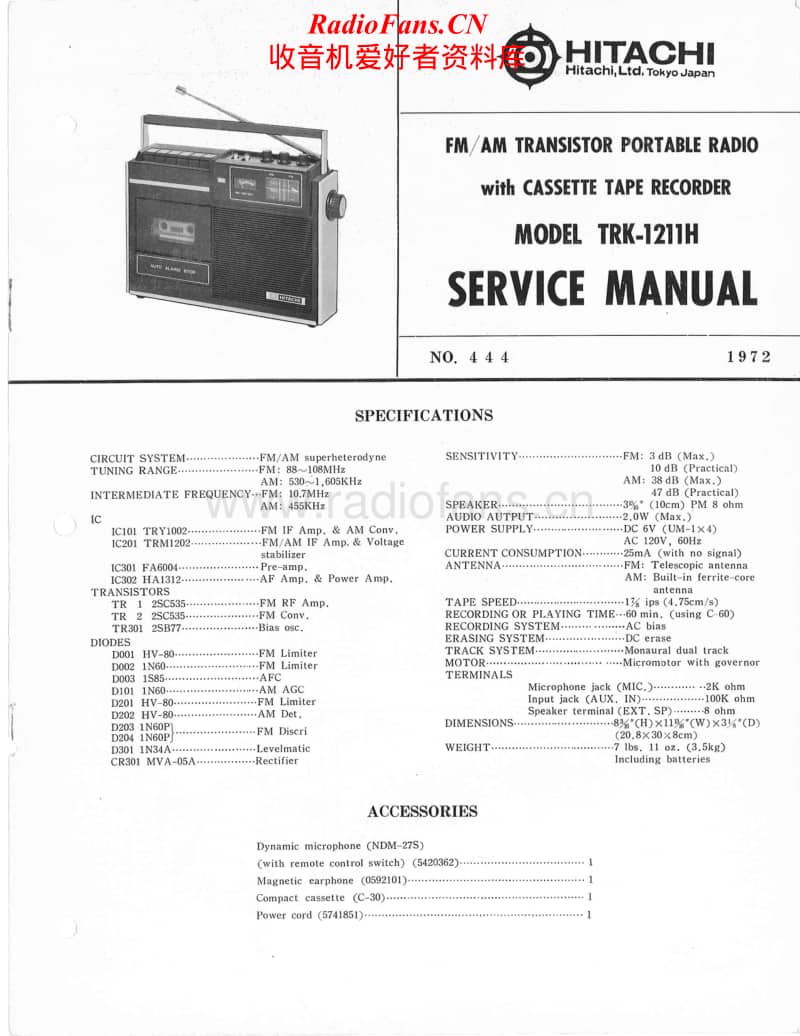 Hitachi-TRK-1211-H-Service-Manual电路原理图.pdf_第1页