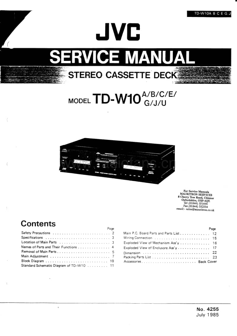 Jvc-TDW-10-Service-Manual电路原理图.pdf_第1页