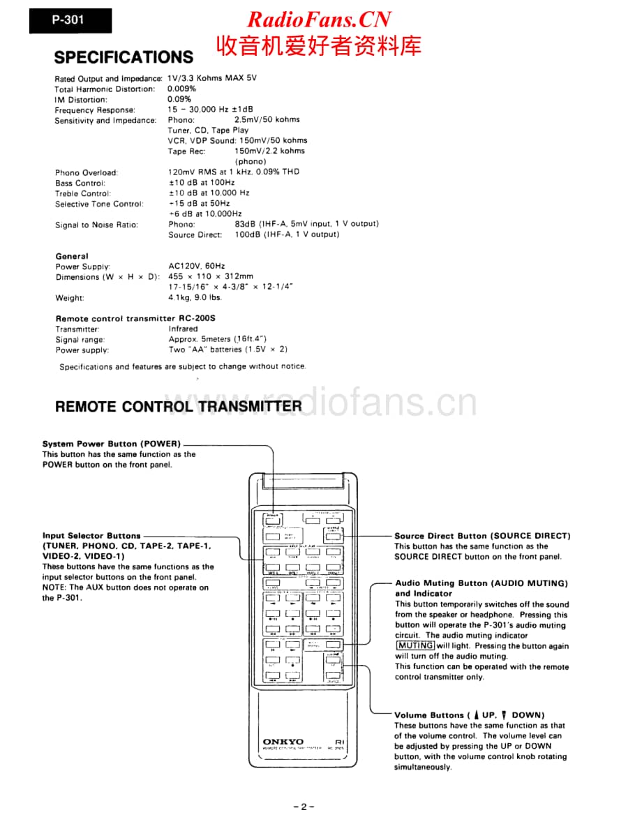 Onkyo-P301-pre-sm维修电路原理图.pdf_第2页