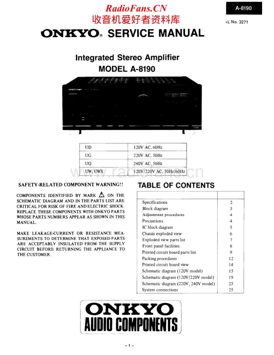 Onkyo-A8190-int-sm维修电路原理图.pdf_第1页