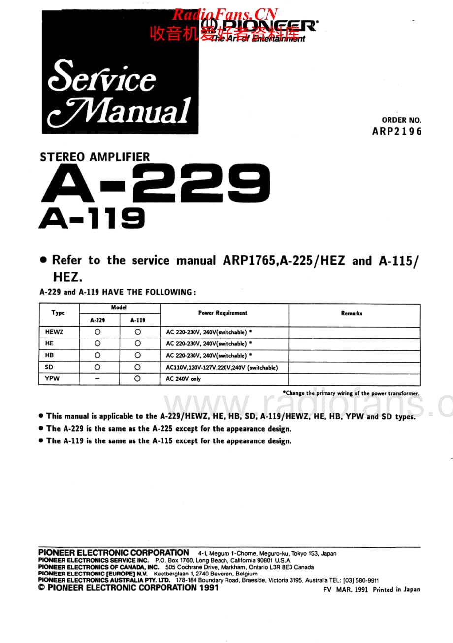 Pioneer-A229-int-sm维修电路原理图.pdf_第1页