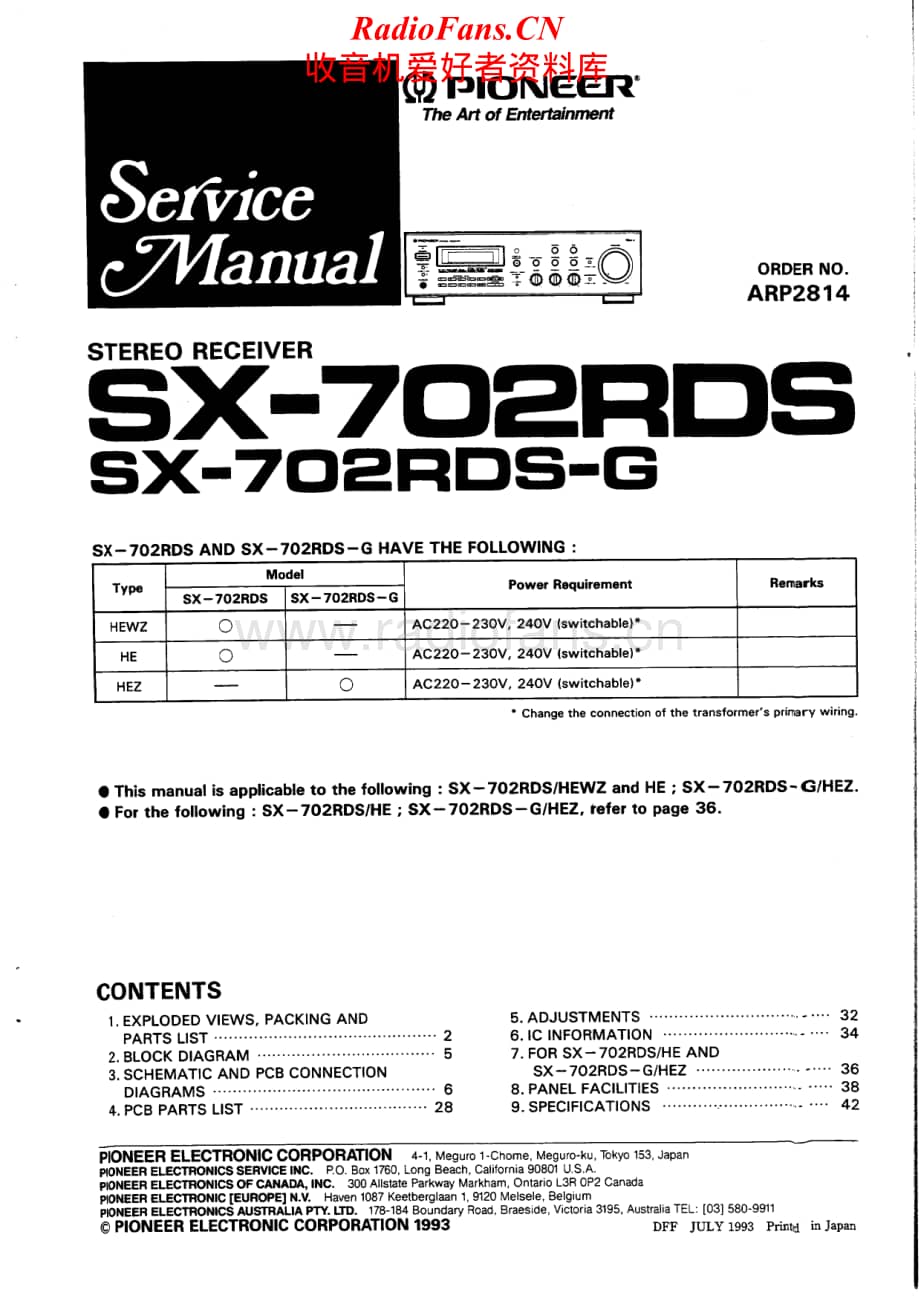 Pioneer-SX702RDSG-rec-sm维修电路原理图.pdf_第1页