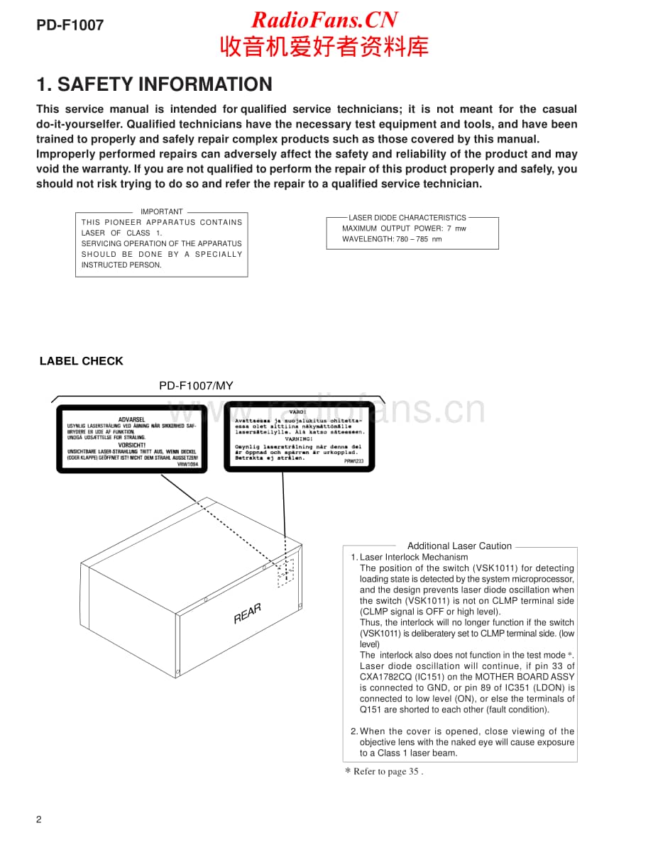 Pioneer-PDF1007-cd-sm维修电路原理图.pdf_第2页