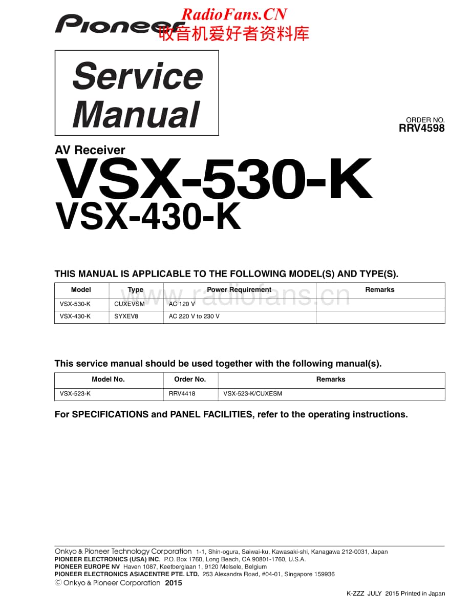 Pioneer-VSX530K-avr-sm维修电路原理图.pdf_第1页