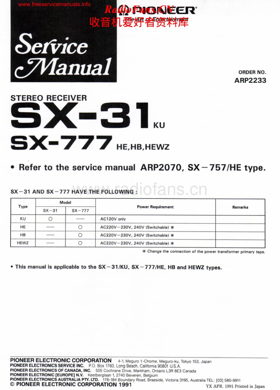 Pioneer-SX777-rec-sm维修电路原理图.pdf_第1页