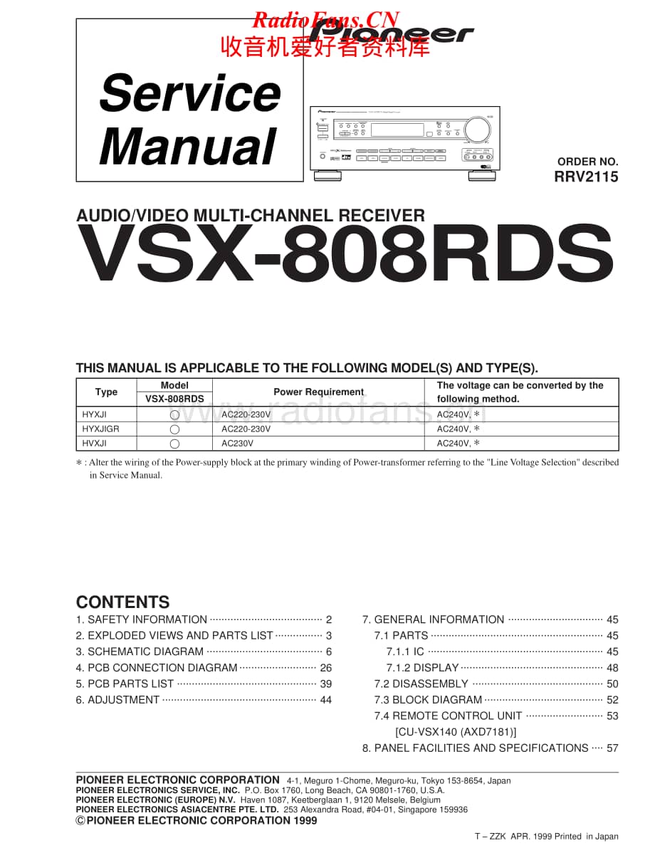 Pioneer-VSX808RDS-avr-sm维修电路原理图.pdf_第1页