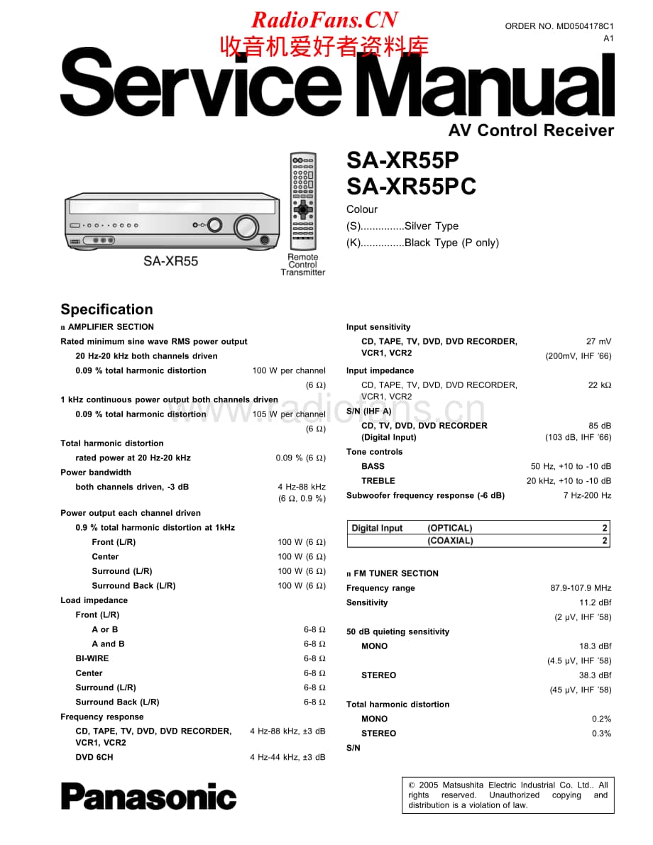 Panasonic-SAXR55P-avr-sm维修电路原理图.pdf_第1页