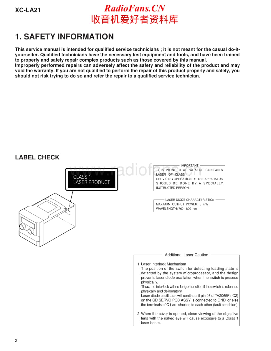 Pioneer-XCLA21-int-sm维修电路原理图.pdf_第2页