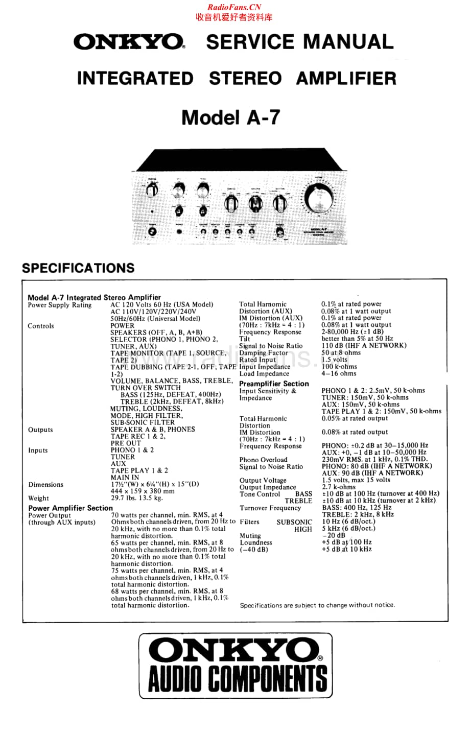 Onkyo-A7-int-sm维修电路原理图.pdf_第1页