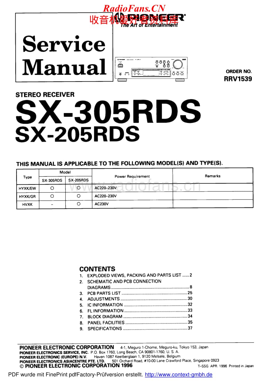 Pioneer-SX305RDS-rec-sm维修电路原理图.pdf_第1页